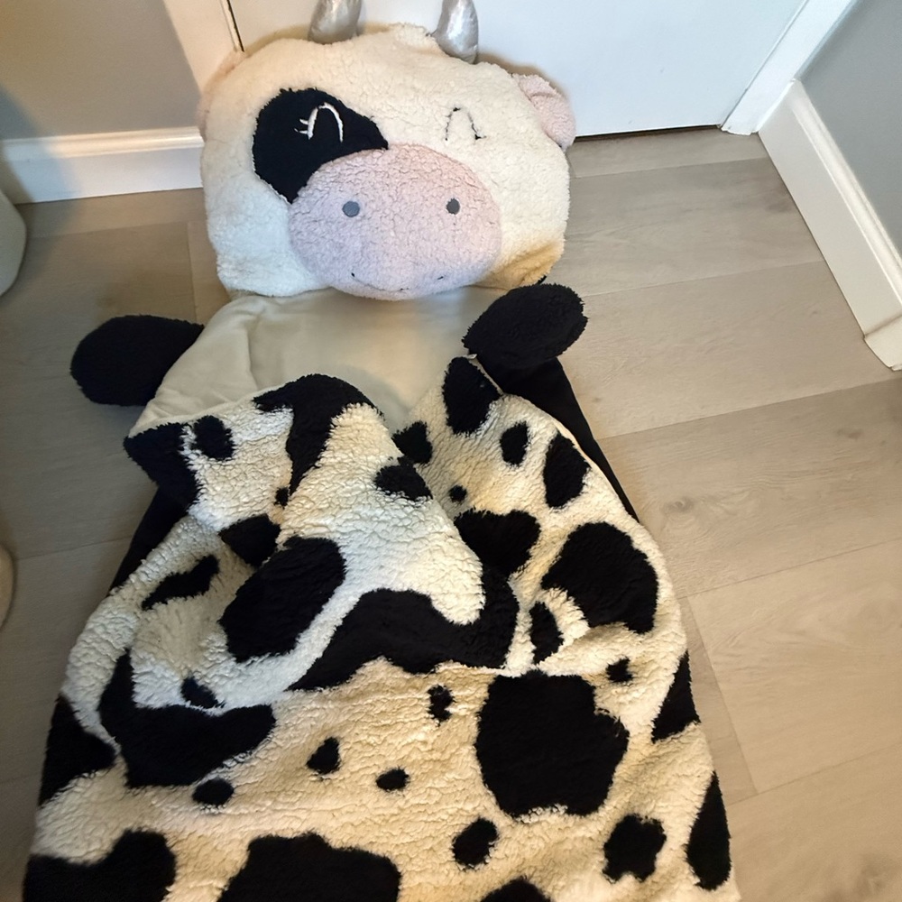 Cow Print Sleeping Bag with Pillow